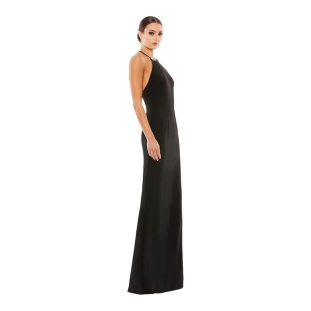 Ieena‎ for Mac Duggal Halter Criss-Cross Column Gown
